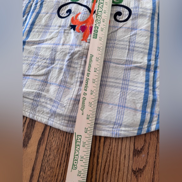 NWT We The Free Blue Plaid Sashiko Flannel Shirt with Floral Embroidery M - Picture 9 of 11